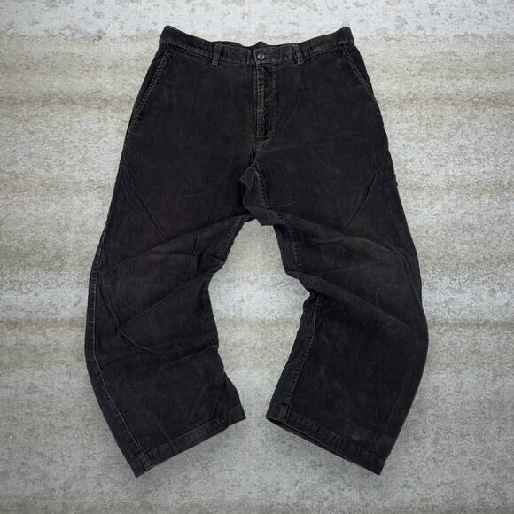 Corduroy Pants Mocha Brown Cotton Relaxed Fit Flat Front - Picture 2 of 4